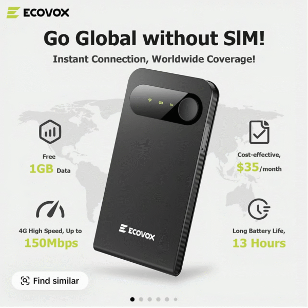 ECOVOX 2025 Portable WiFi Hotspot – Global 4G Router with Unlimited Data, No SIM Needed, Tri-Band Support for Home, Travel & Outdoor Use - Image 4
